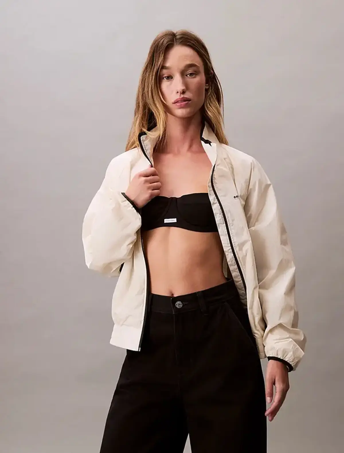 Calvin Klein RETRO TRACK JACKET Bej Kadın Ceket Calvin Klein RETRO TRACK JACKET Bej Kadın Ceket