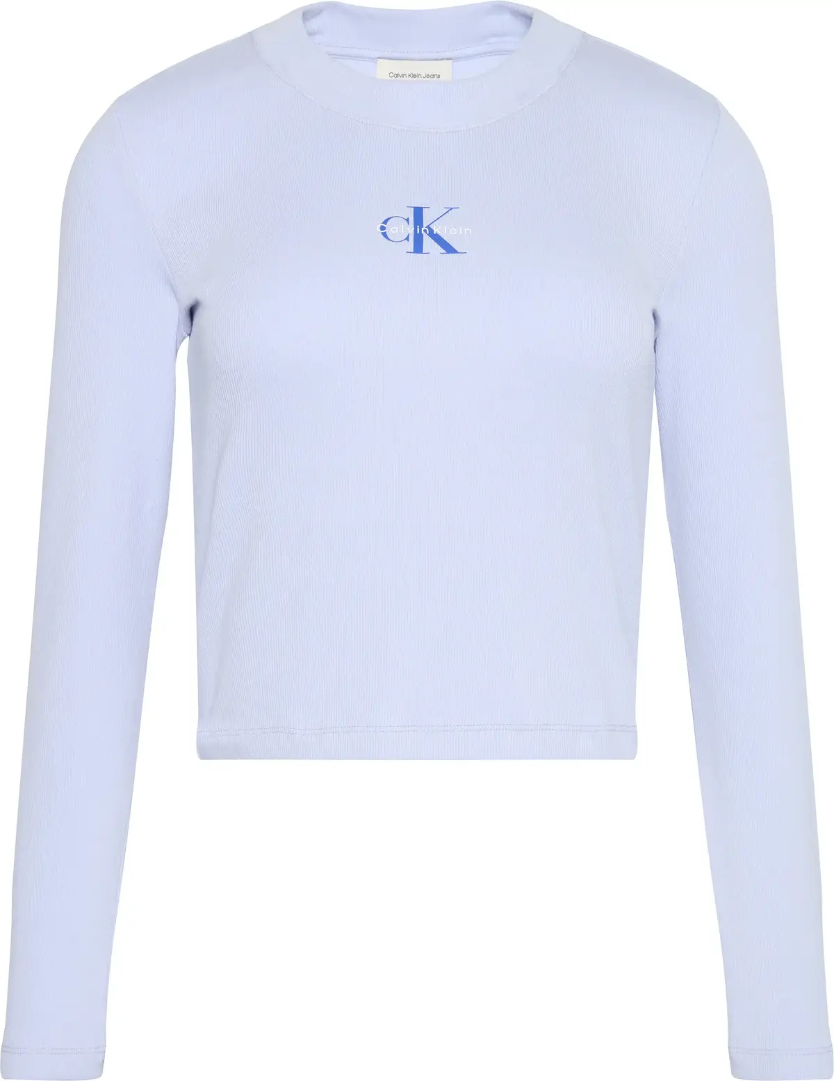 Calvin Klein LS MONOLOGO BABY TEE Kadın Mavi Uzun Kollu T-Shirt