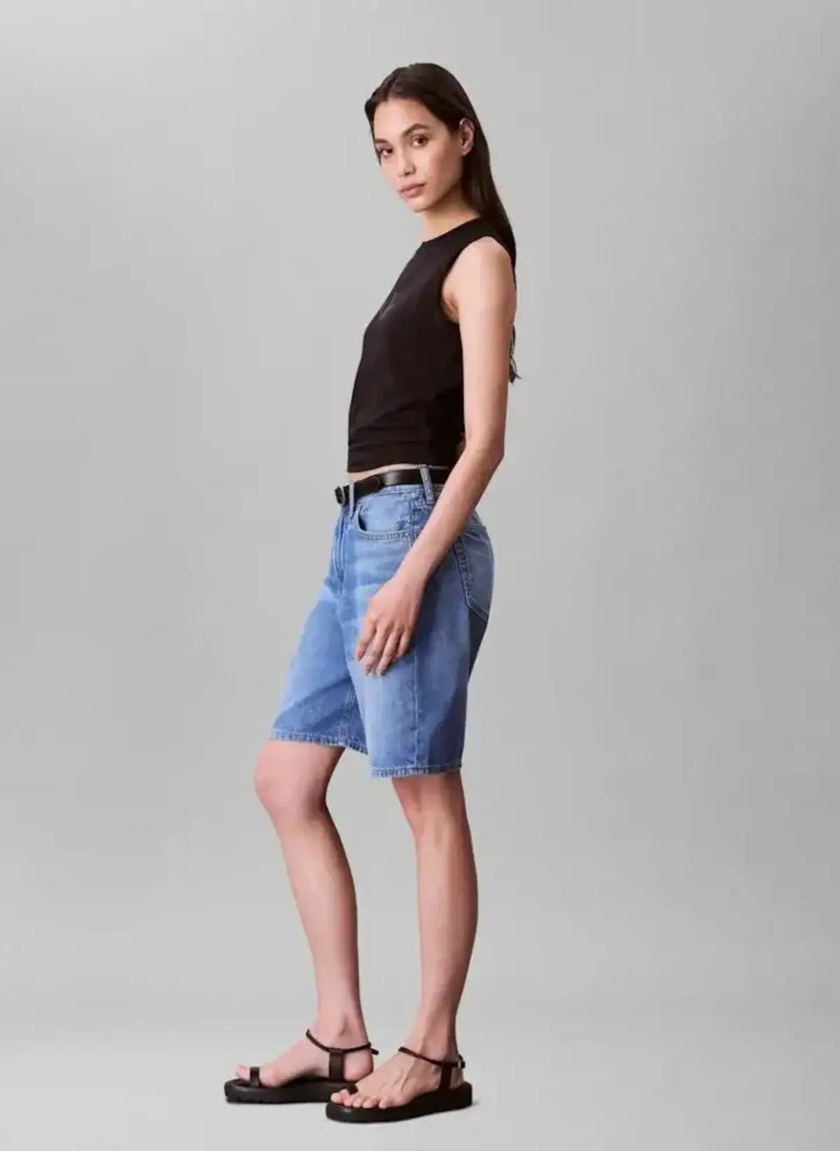 Calvin Klein Sl CK Logo Muscle Tee Siyah Kadın Tişört Calvin Klein Sl CK Logo Muscle Tee Siyah Kadın Tişört