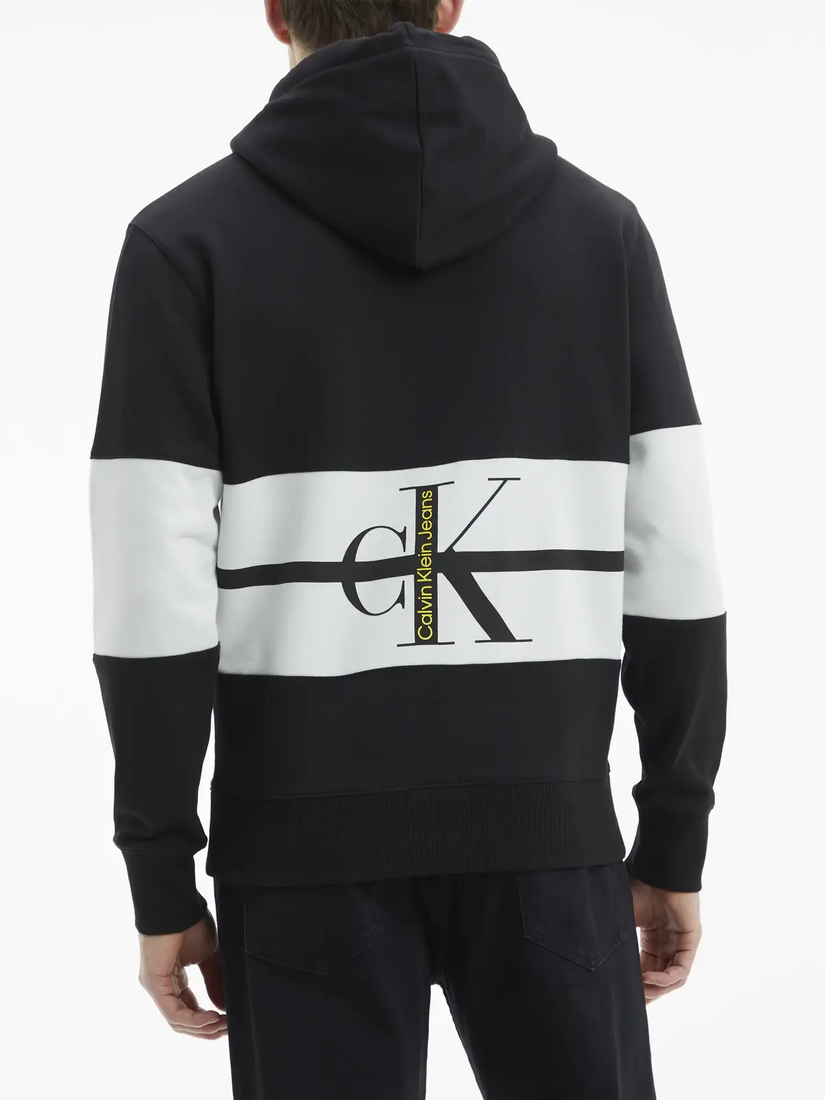 Calvin Klein STRIPE CK COLORBLOCK Erkek Siyah Hoodie