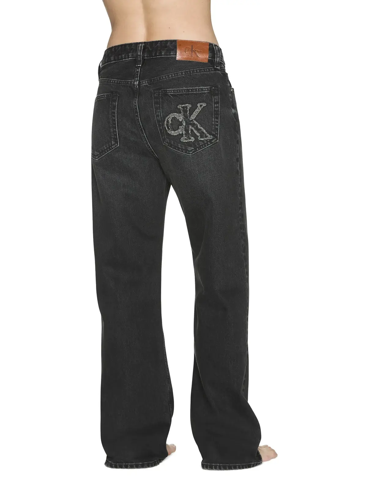 Calvin Klein SIGNATURE 90s STRAIGHT CK SANDED Kadın Siyah Kot Pantolon