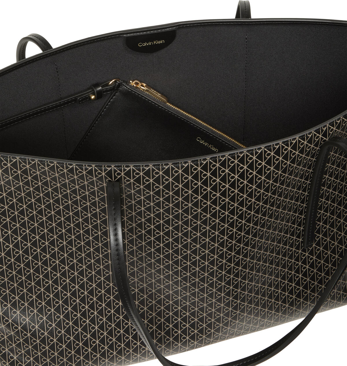 Calvin Klein EMBLEM AOP TOTE W/ POUCH Siyah Kadın El Çantası Calvin Klein EMBLEM AOP TOTE W/ POUCH Siyah Kadın El Çantası