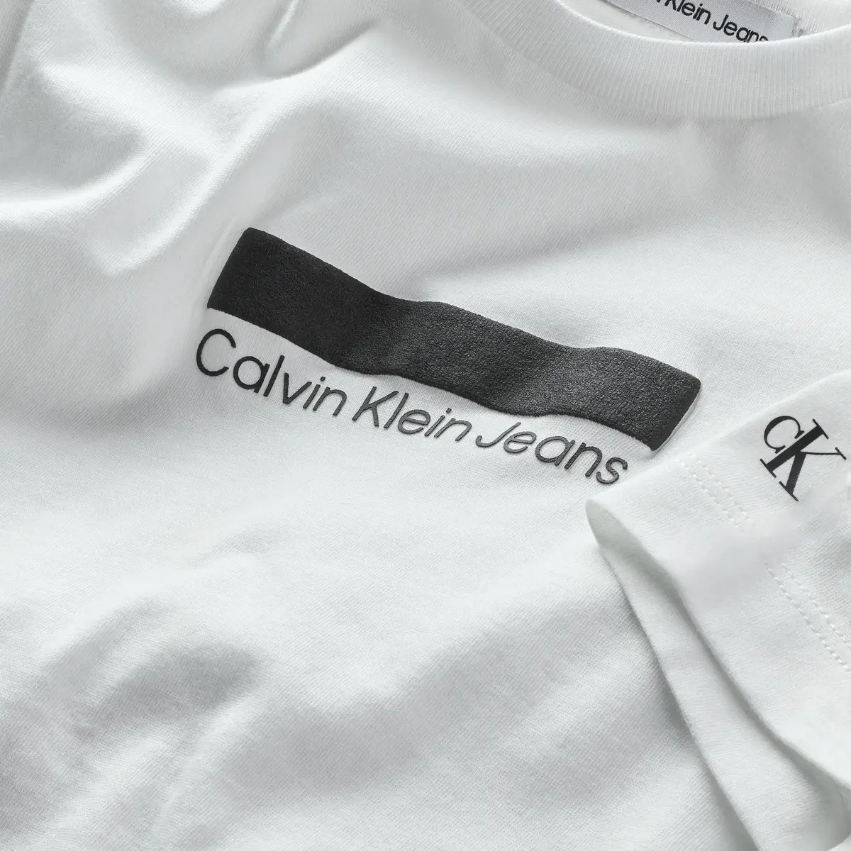 Calvin Klein SMALL BLOCK LOGO T-S Erkek Beyaz T-Shirt