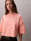Calvin Klein CROPPED BOXY CHAIN STITCH LOGO T Turuncu Kadın Tişört