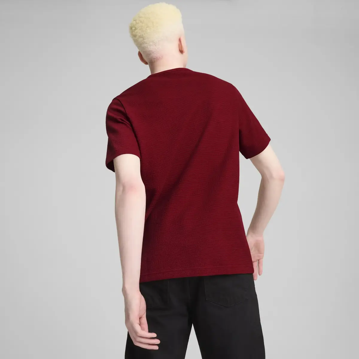 Puma ESS ELEVATED Waffle Tee Bordo Erkek T-Shirt