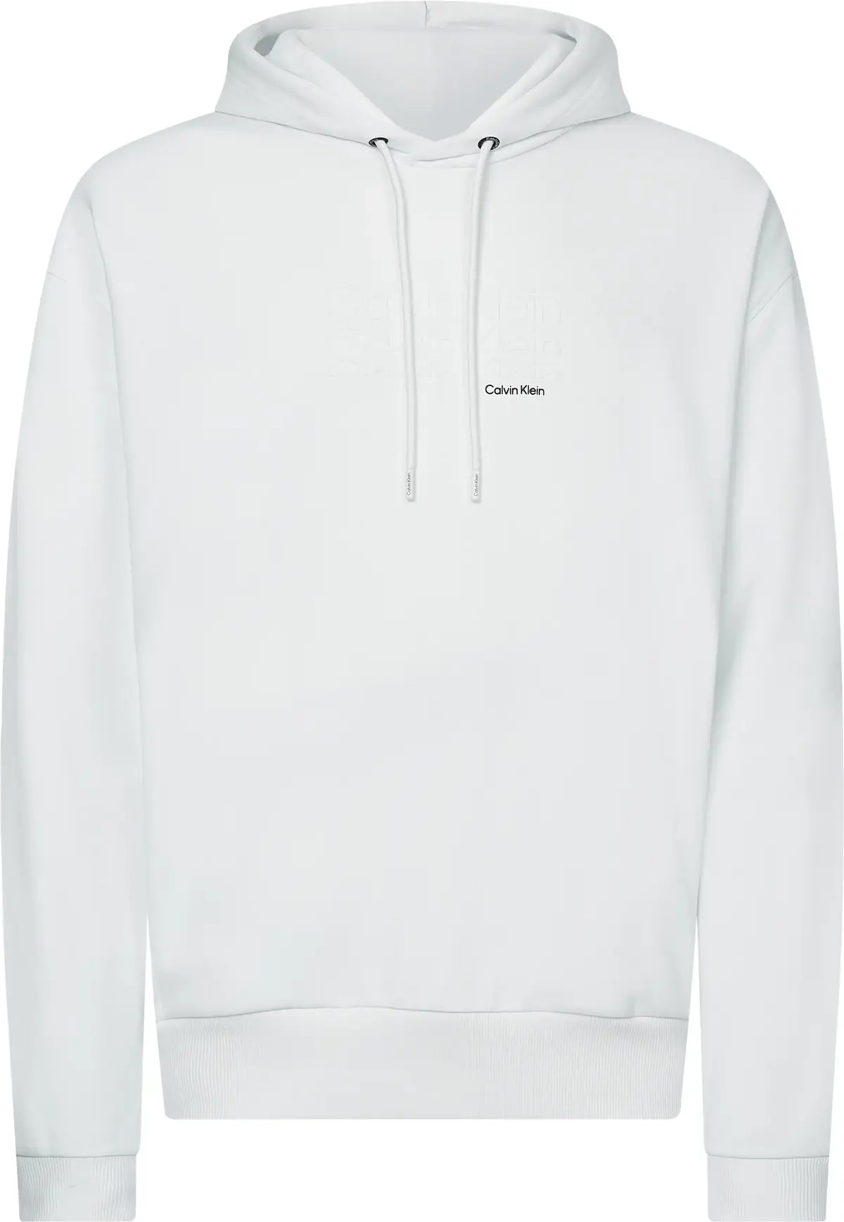 Calvin Klein TRIPLE LOGO FLOCK CO Erkek Beyaz Hoodie