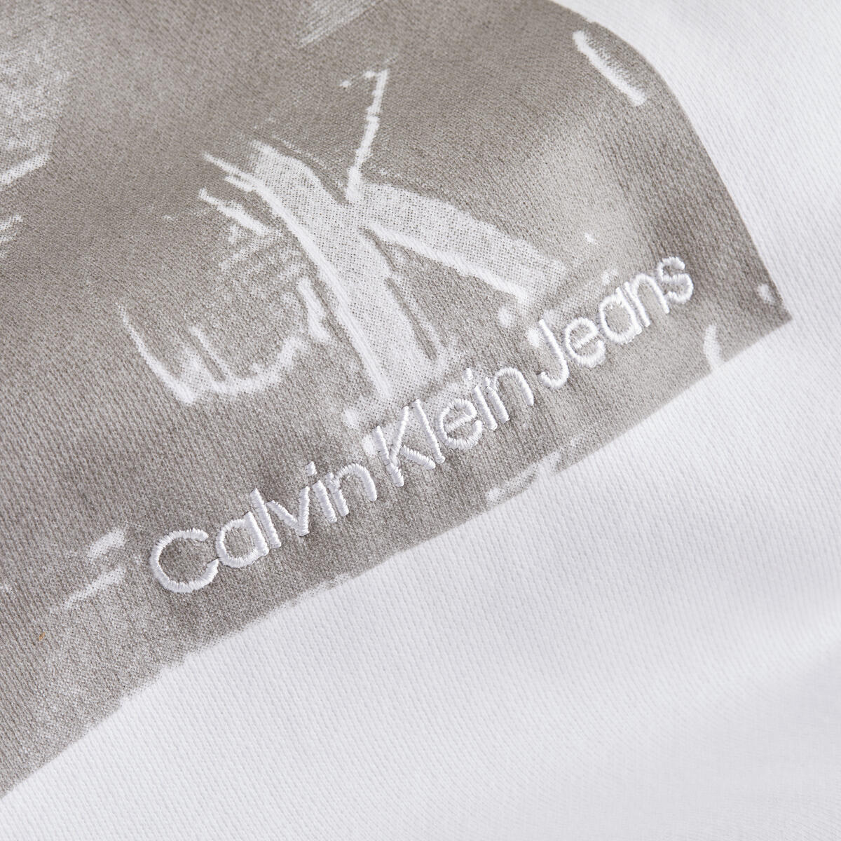 Calvin Klein TV DISRUPTED MONOGRA Erkek Beyaz Hoodie