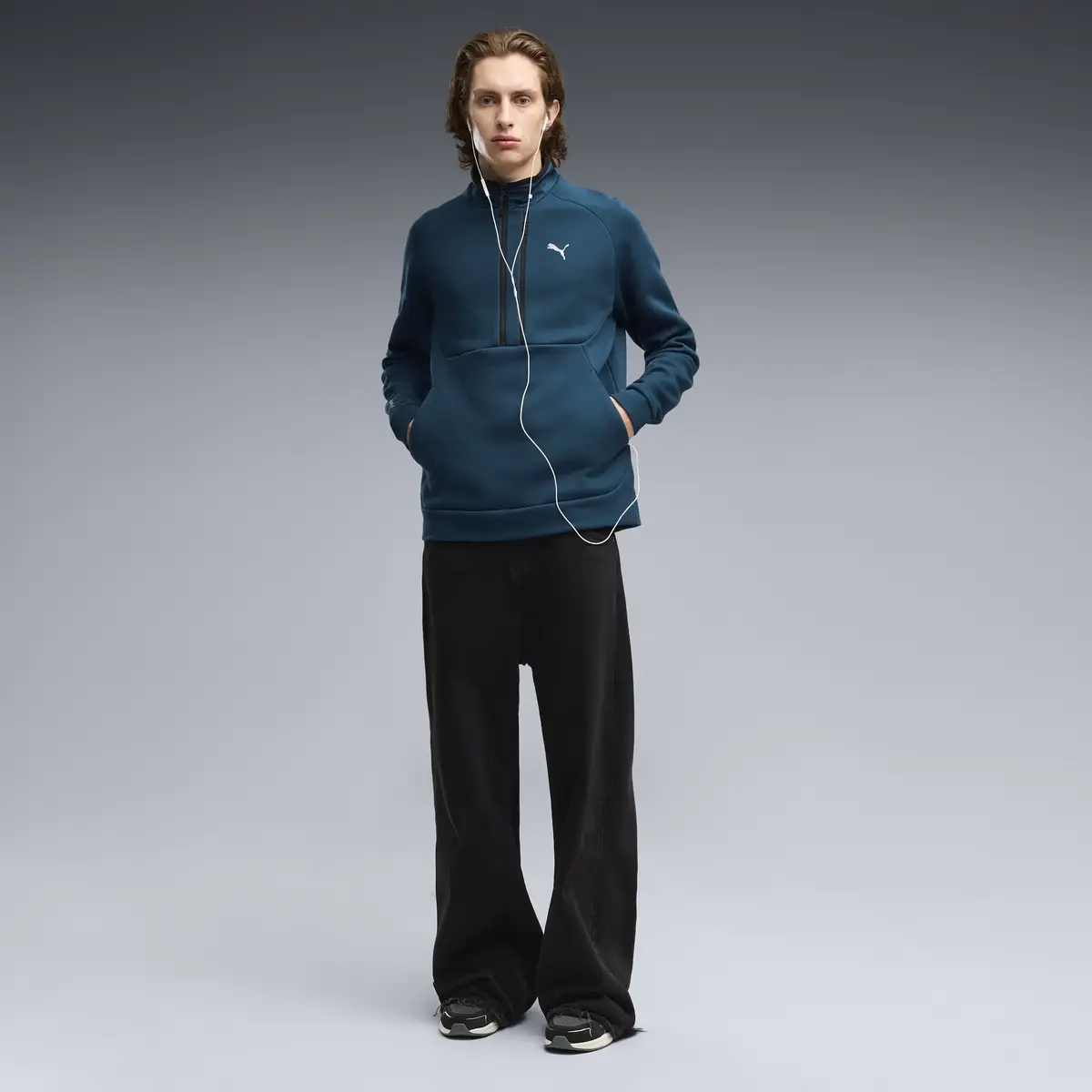 PUMA PUMATECH Half Zip Mavi Erkek Sweatshirt