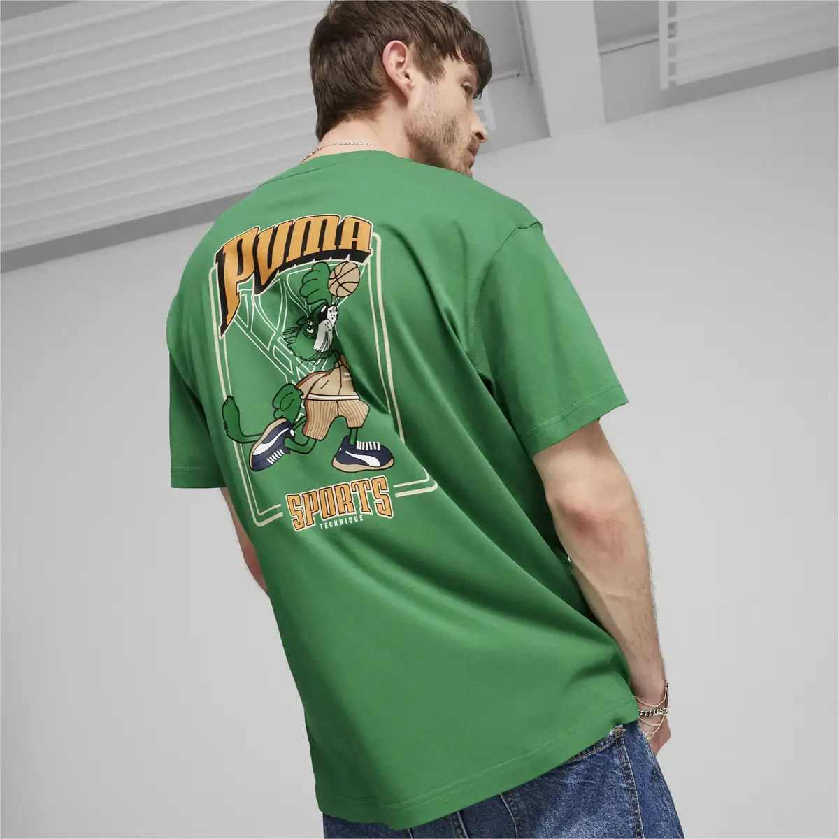 Puma TEAM Graphic Tee Yeşil Erkek Tişört