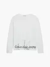 Calvin Klein METALLIC MONOGRAM LS Kadın Beyaz T-Shirt