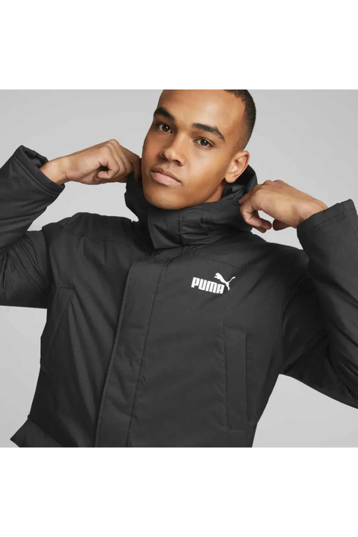 Puma Padded Hooded Parka Siyah Erkek Uzun Parka Mont