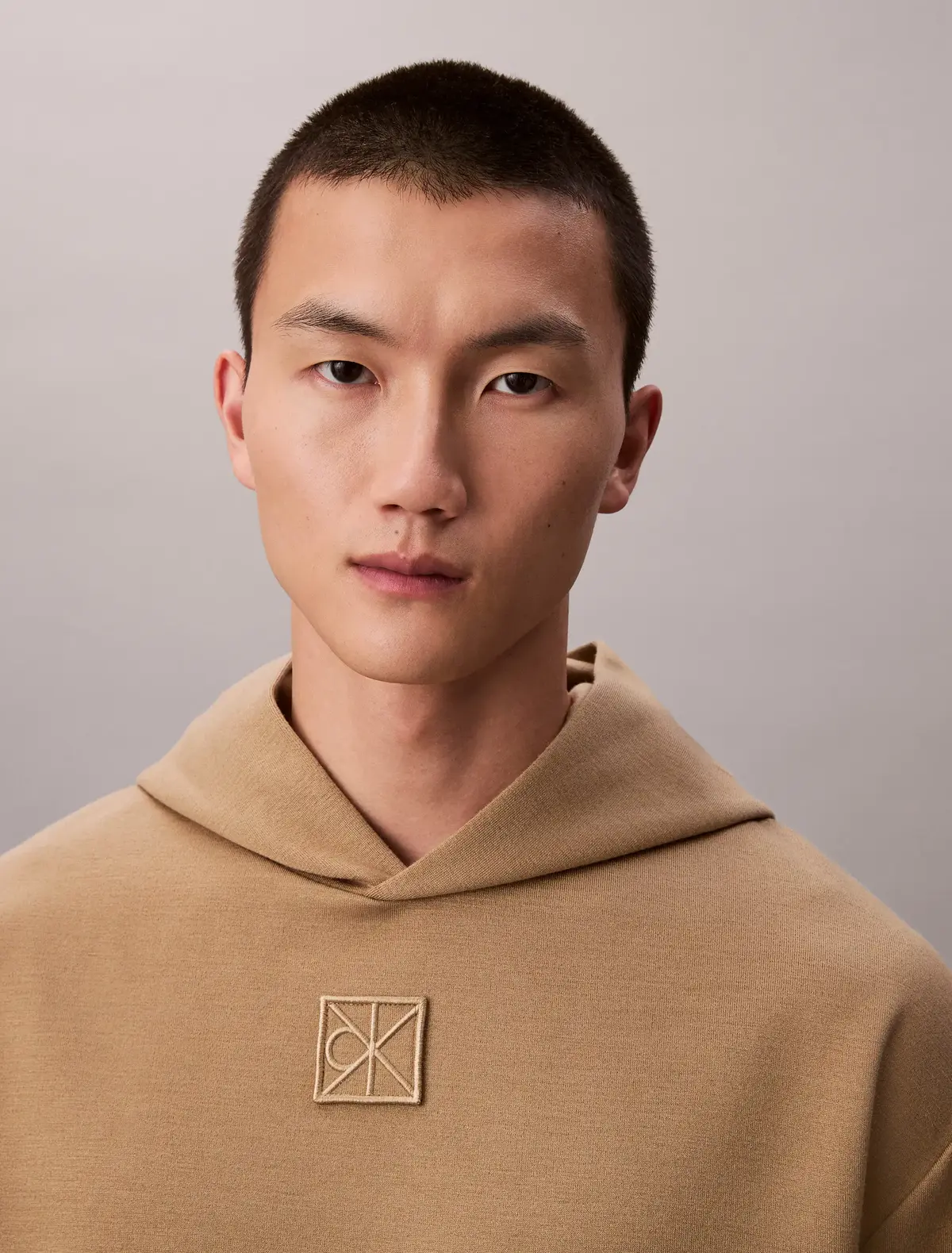 Calvin Klein LS STRETCH WOOL BLEND Bej Erkek Hoodie