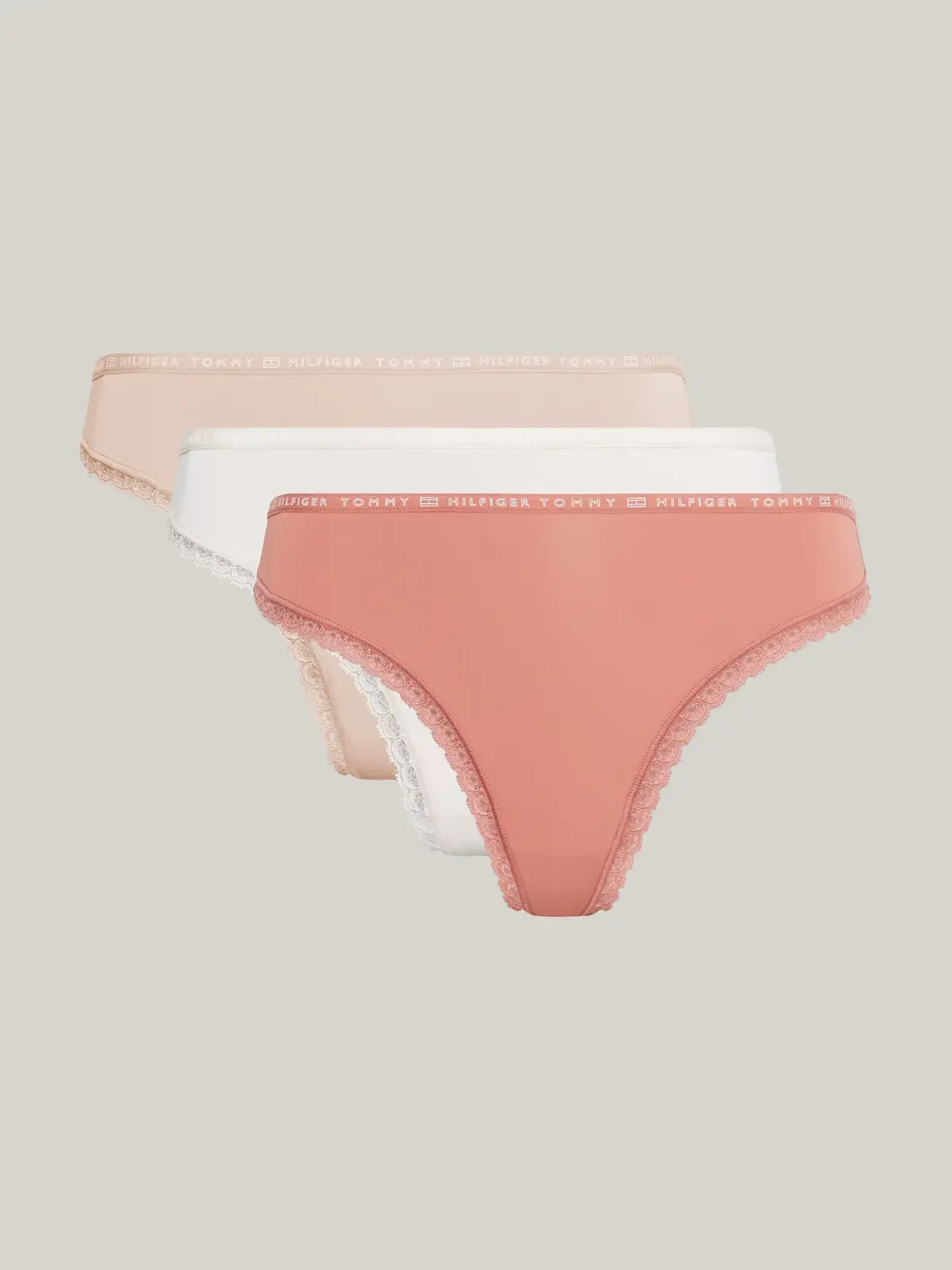 Tommy Hilfiger 3P THONG Kadın Pembe Tanga Set