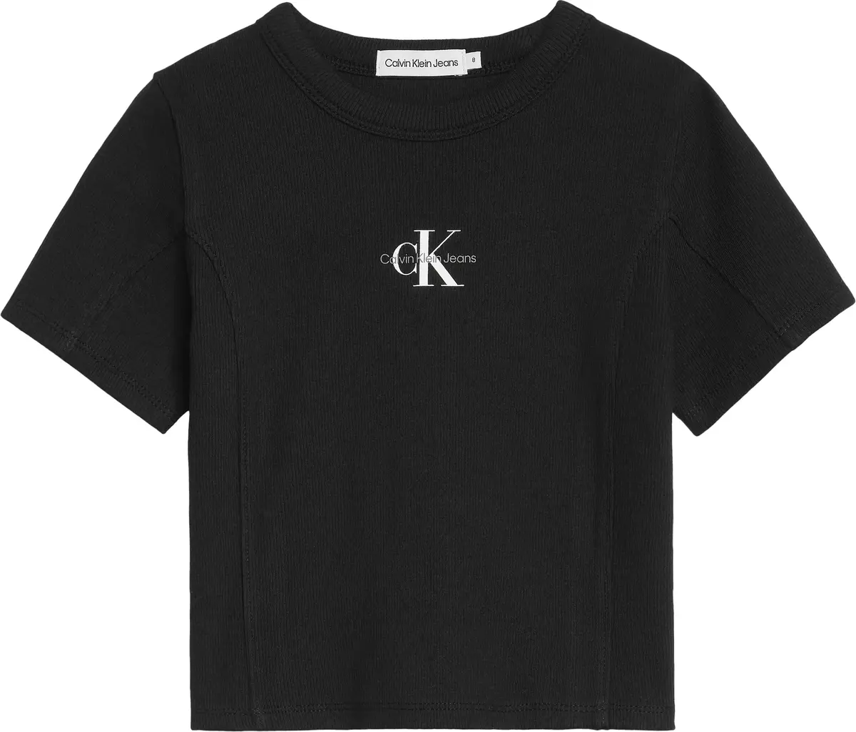 Calvin Klein MONOGRAM RIB TOP Kadın Siyah T-Shirt