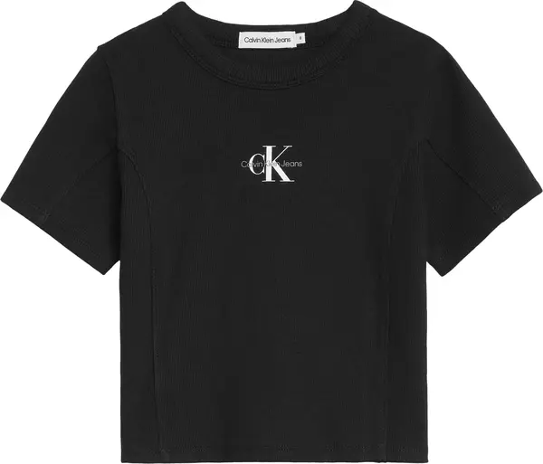 Calvin Klein MONOGRAM RIB TOP Kadın Siyah T-Shirt