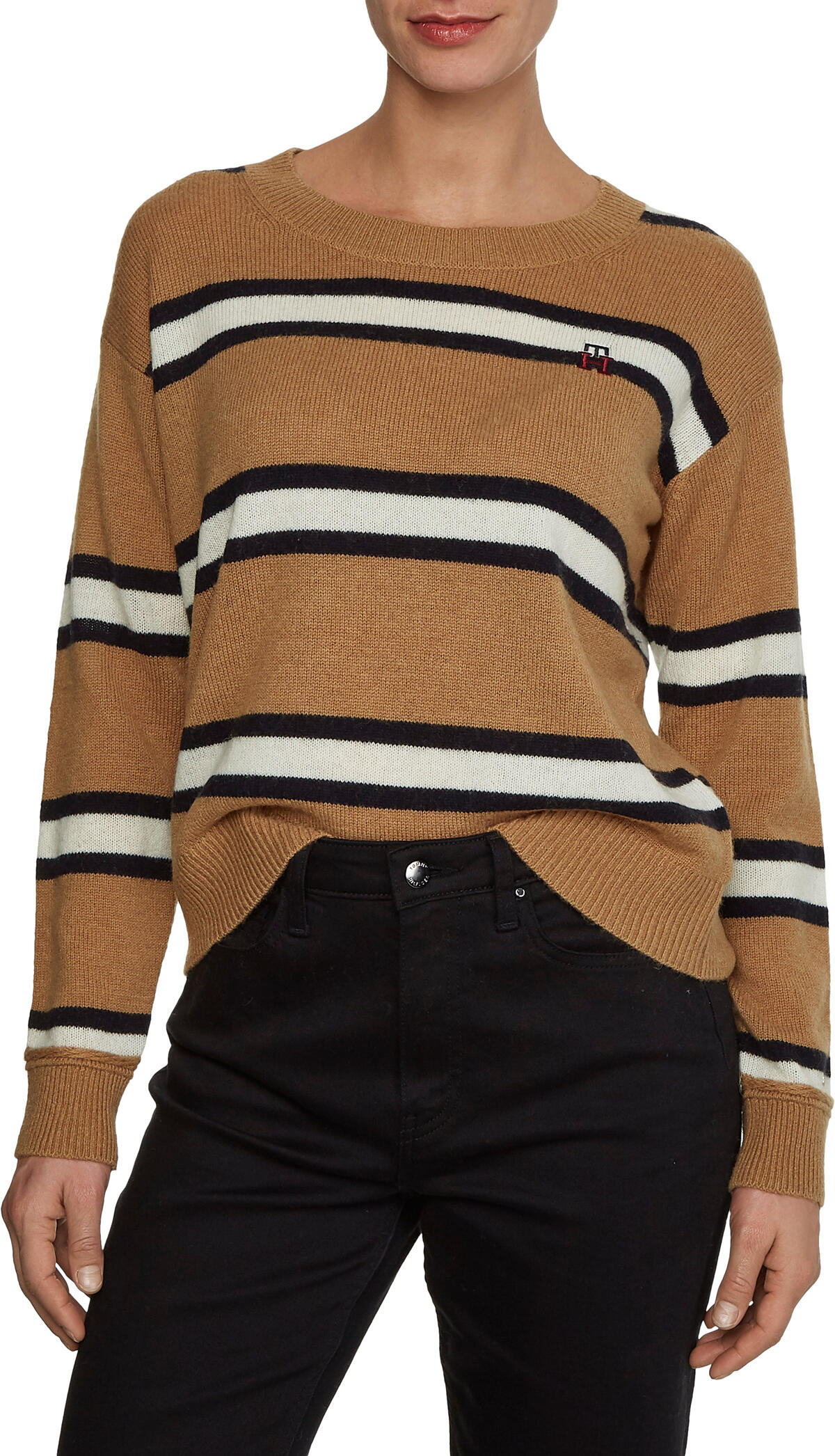 Tommy Hilfiger SOFT WOOL MONOGRAM S Kadın Kahverengi Kazak