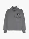 Calvin Klein HALF-ZIP FLEECE WORK Erkek Gri Sweatshirt