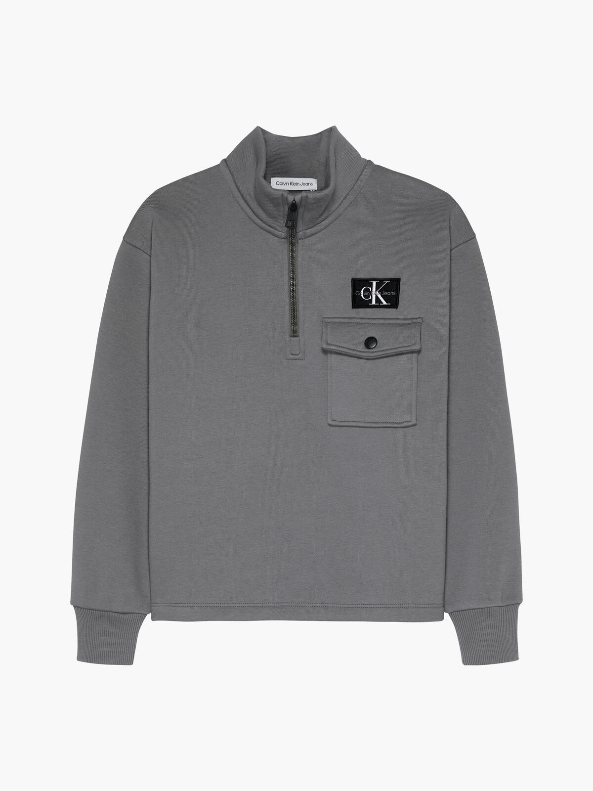 Calvin Klein HALF-ZIP FLEECE WORK Erkek Gri Sweatshirt