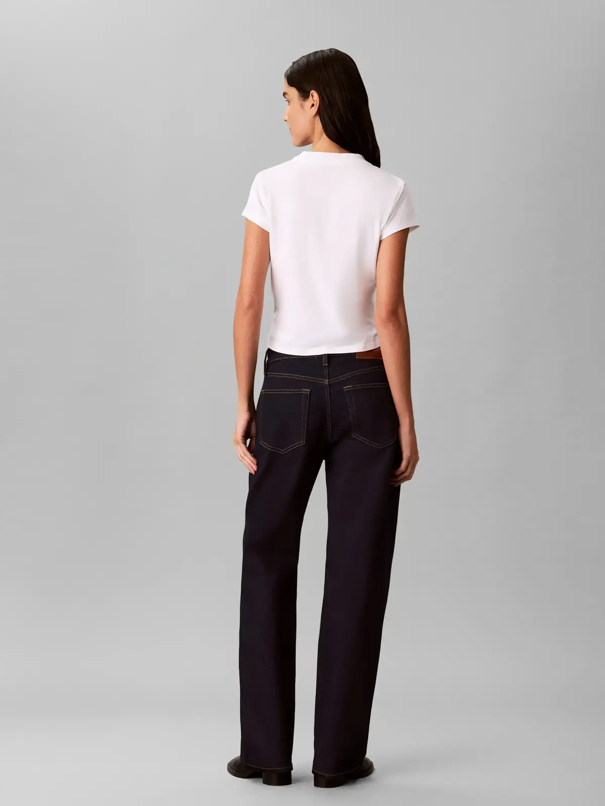 Calvin Klein SS SLIM FIT BABY MON, YAF Beyaz Kadın T-Shirt