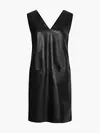 Calvin Klein LEATHER V NECK DRESS Kadın Siyah Elbise