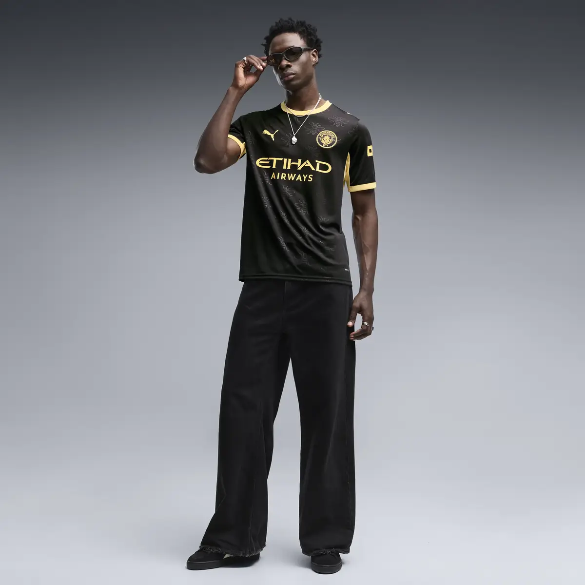 PUMA MCFC Away Jersey Replica Siyah Erkek Forma