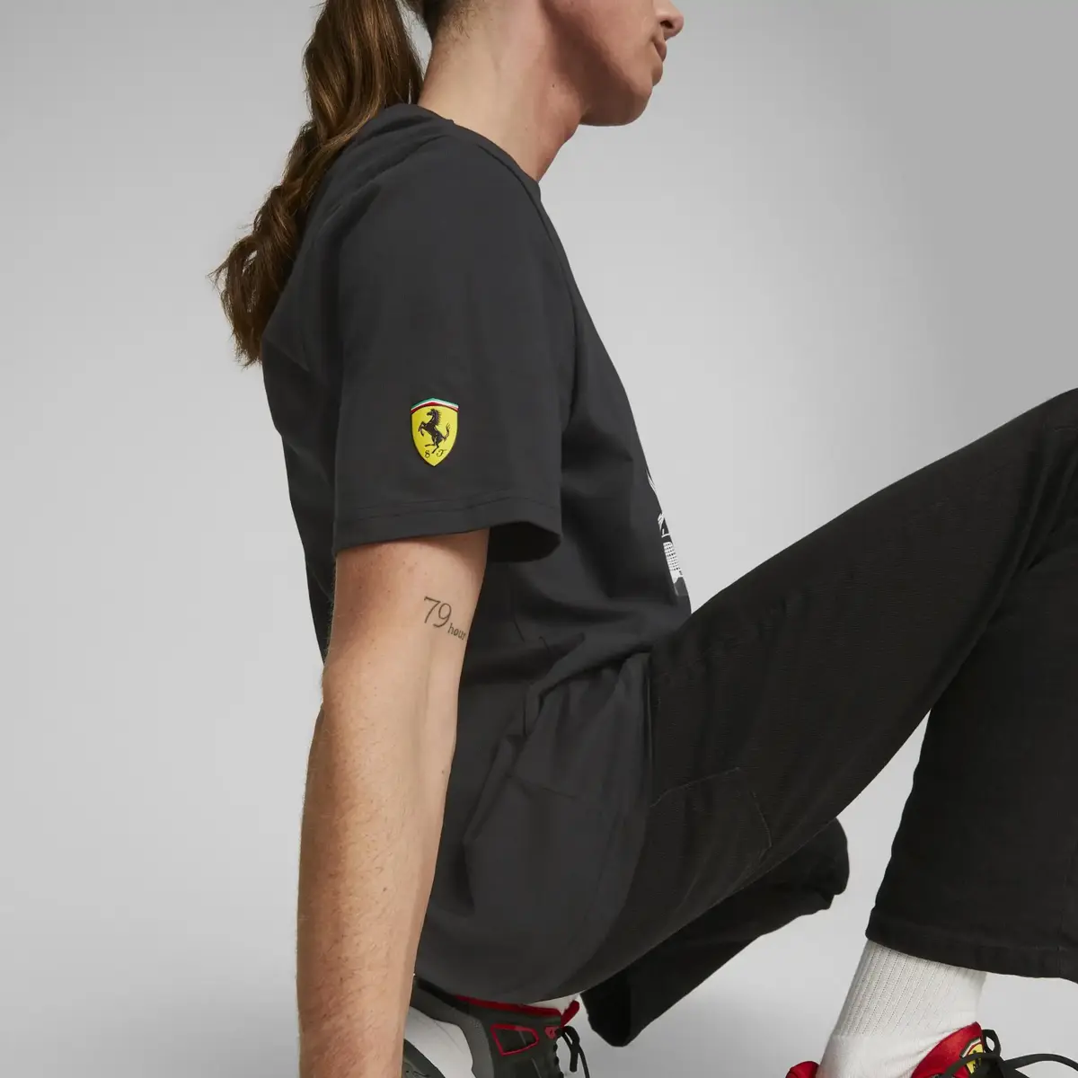 Puma Ferrari Race Big Shield Tee Siyah Erkek/Unisex T-Shirt