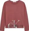 Calvin Klein METALLIC MONOGRAM LS Kadın Kırmızı T-Shirt