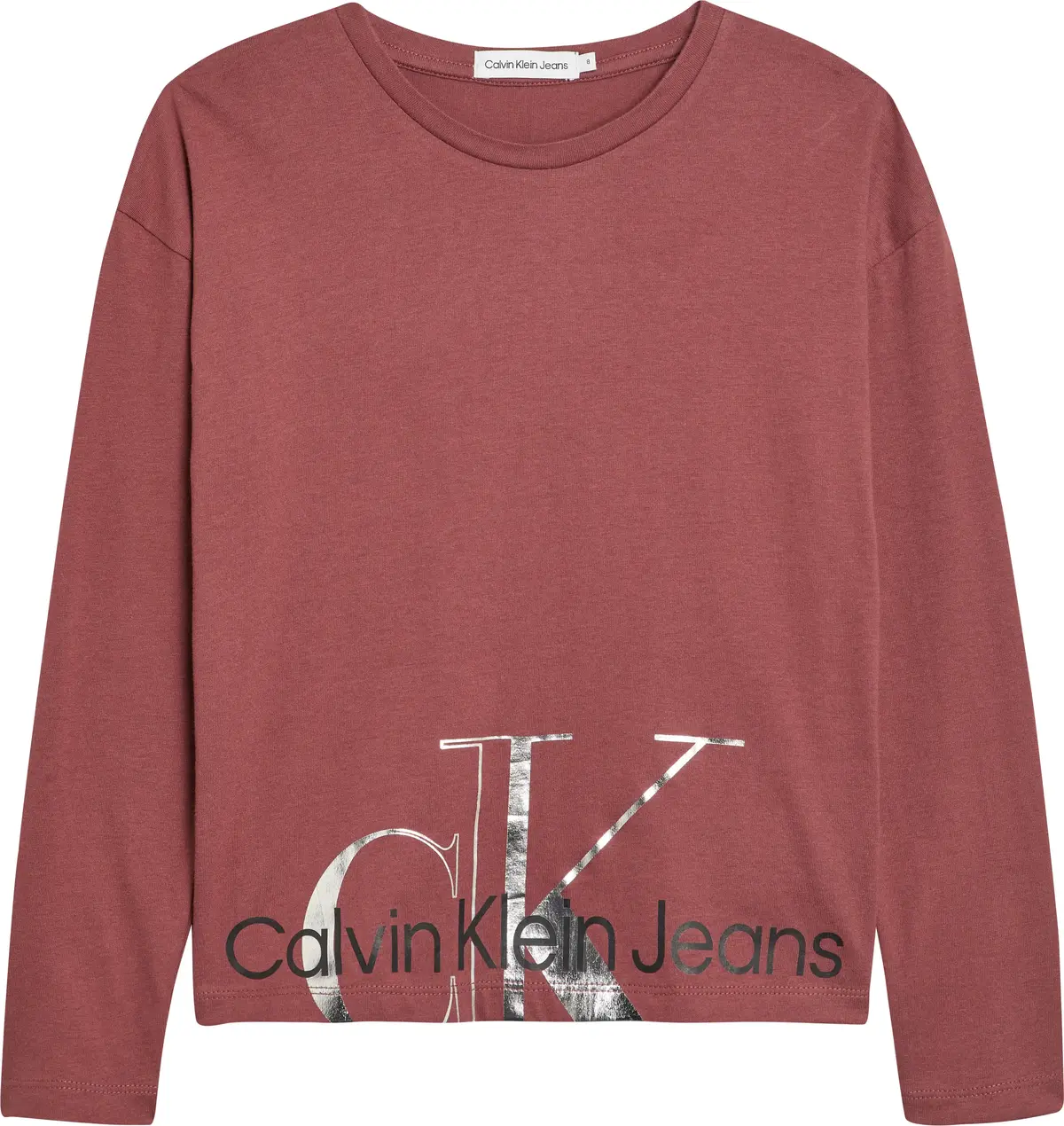 Calvin Klein METALLIC MONOGRAM LS Kadın Kırmızı T-Shirt