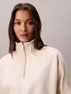 Calvin Klein 1/4 ZIP MIXED MEDIA, YAS Krem Kadın Sweatshirt
