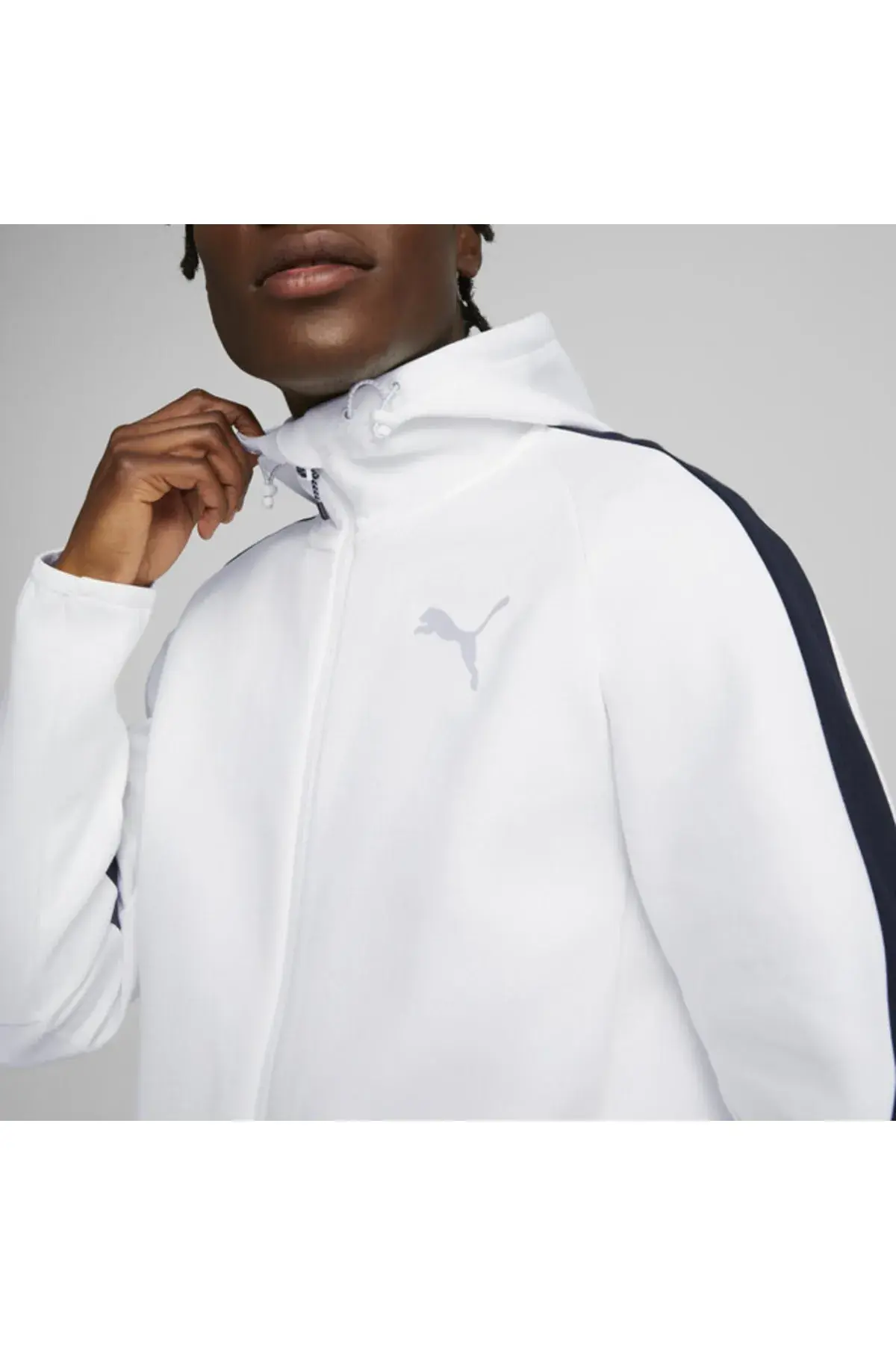 Puma Evostripe Full-Zip Hoodie Beyaz Erkek Fermuarlı Hoodie