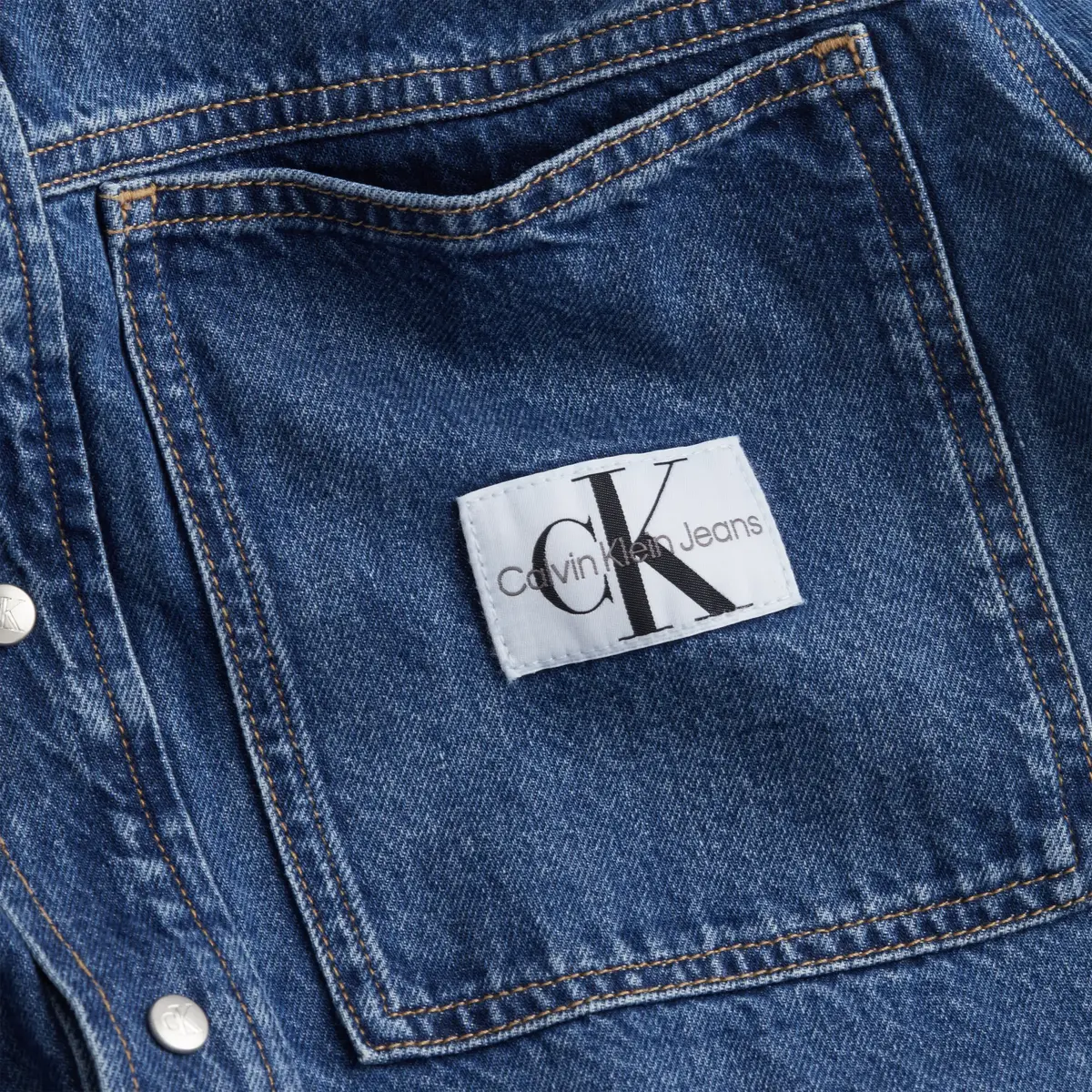 Calvin Klein LINEAR DENIM SHIRT Erkek Mavi Gömlek