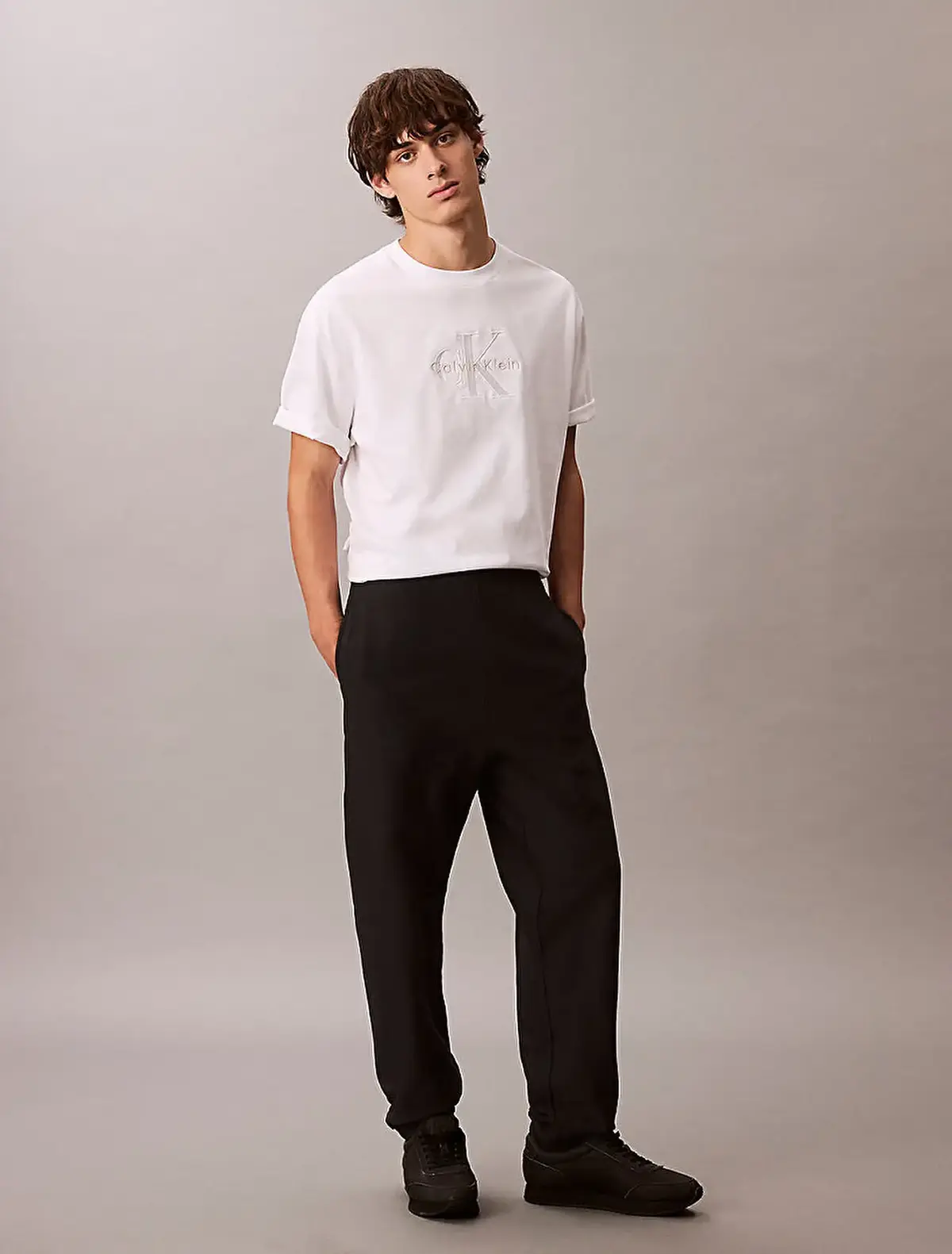 Calvin Klein PREMIUM TERRY MONOGRAM JOGGER Siyah Erkek Pantolon