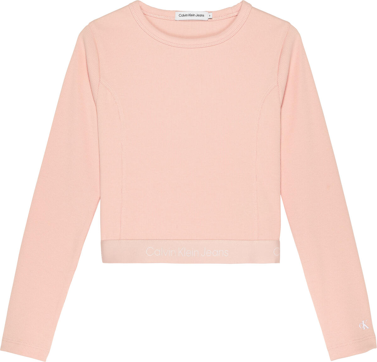 Calvin Klein RIB TAPE LS TOP Kadın Pembe T-Shirt