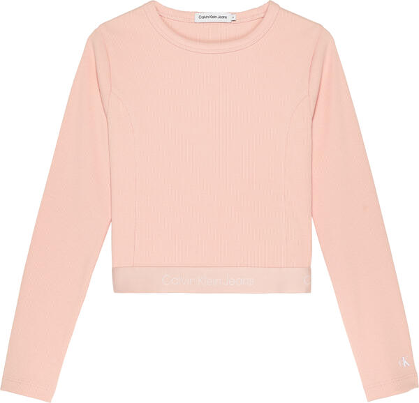 Calvin Klein RIB TAPE LS TOP Kadın Pembe T-Shirt