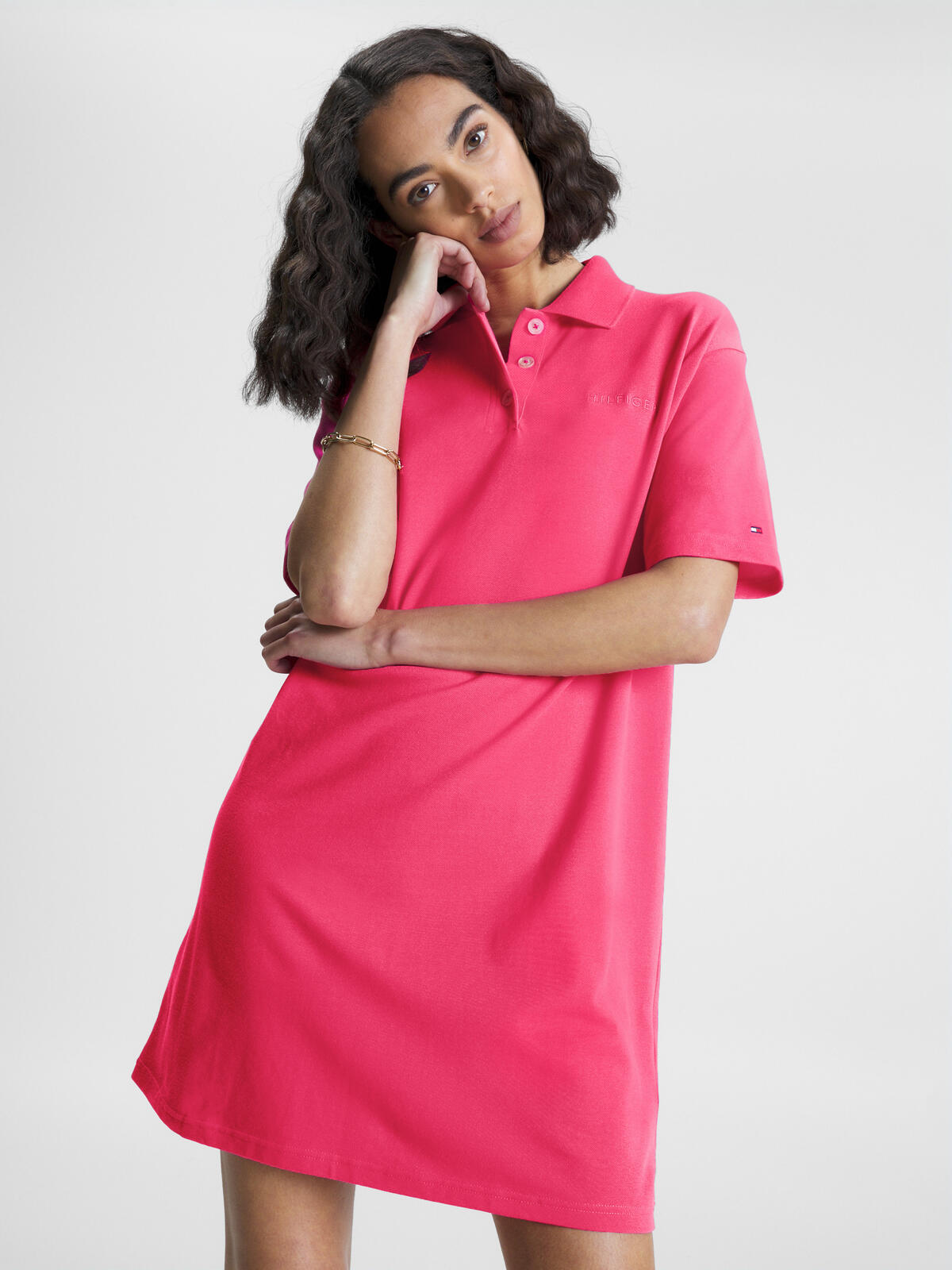 Tommy Hilfiger MDRN RLX BRIGHT HILF Kadın Pembe Elbise