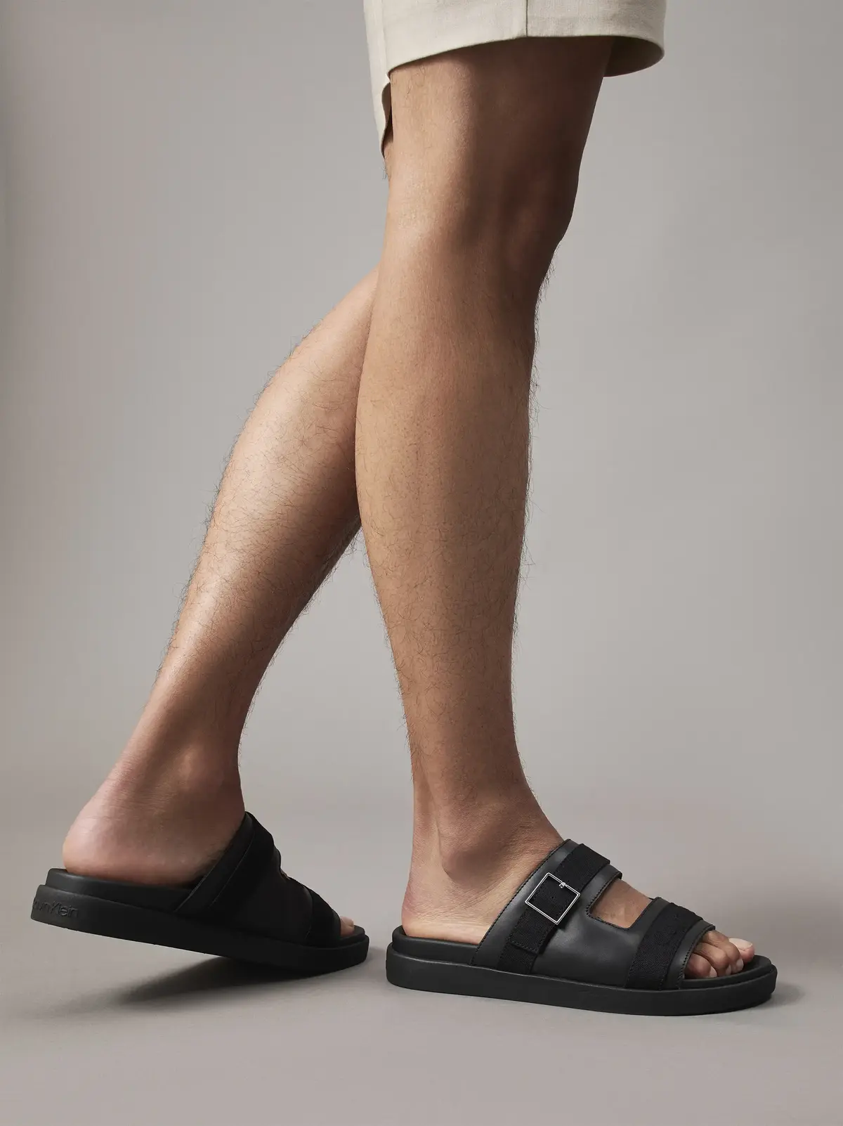 Calvin Klein DOUBLE STRAP W/ BUCK, BEH Siyah Erkek Terlik