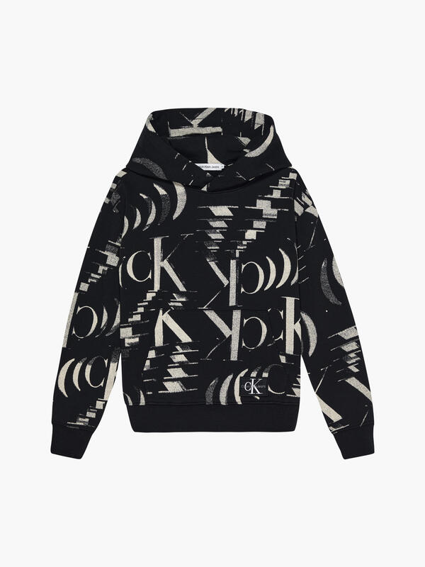 Calvin Klein GLITCHED MONOGRAM HO Erkek Siyah Hoodie