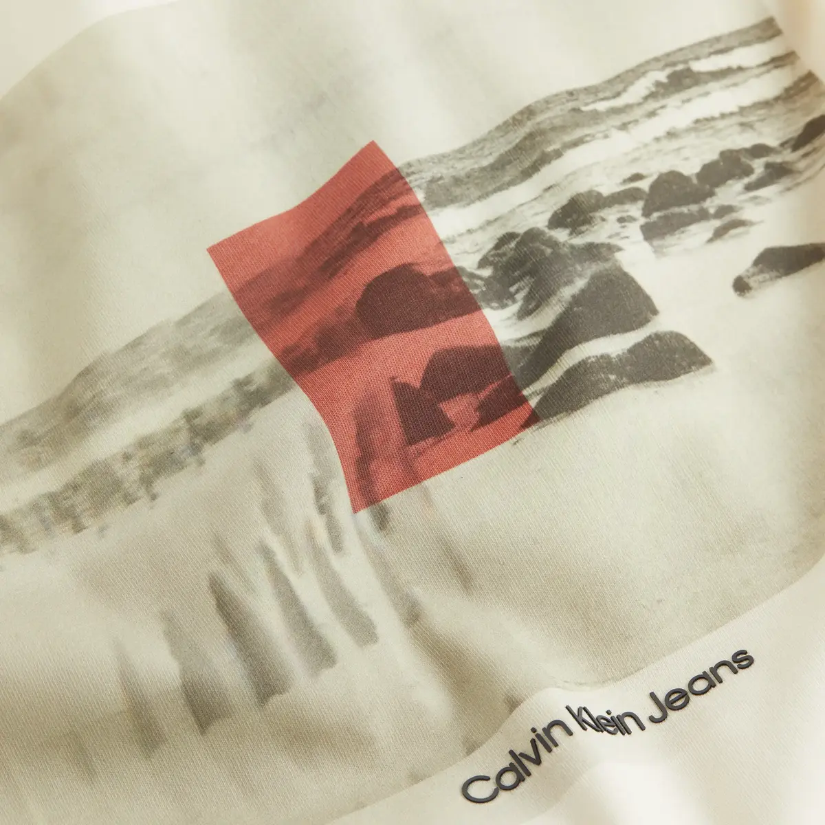 Calvin Klein LENTICULAR SHORELINE Erkek Beyaz T-Shirt
