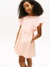Tommy Hilfiger TEXTURED COTTON DRES, TKZ Pembe Kız Çocuk Elbise-Etek