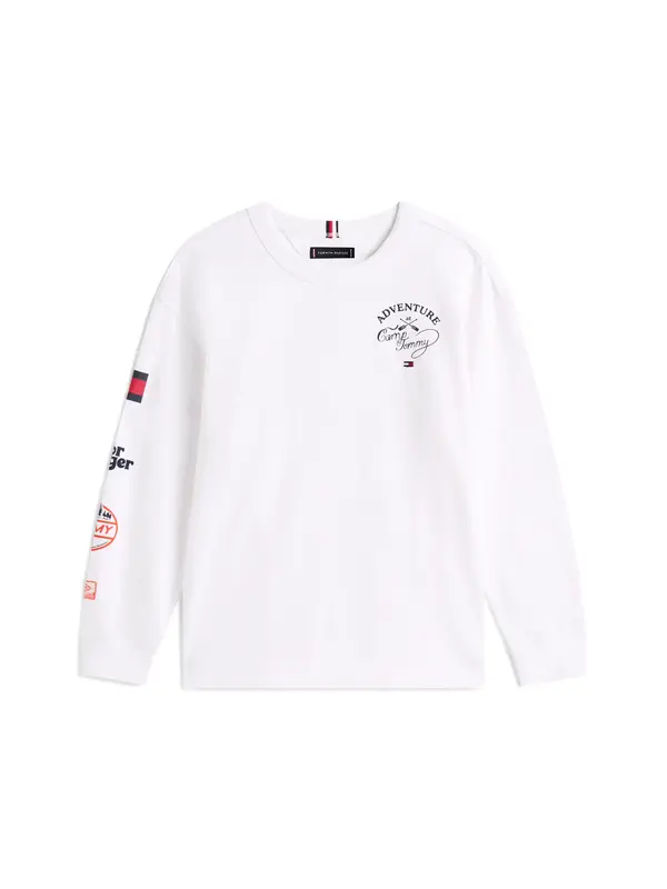 Tommy Hilfiger Multi-Badge Long Sleeve  Beyaz Erkek Çocuk T-Shirt