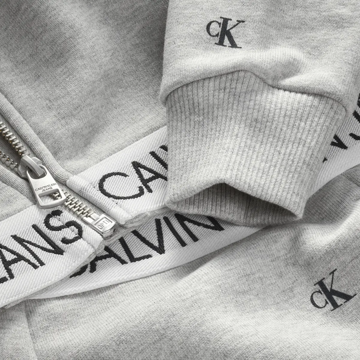 Calvin Klein LOGO TAPE ZIP THROUG Kadın Gri Sweatshirt