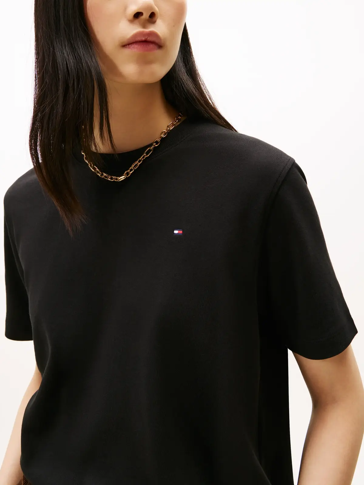 Tommy Hilfiger MODERN INTERLOCK BOX, BDS Siyah Kadın T-Shirt