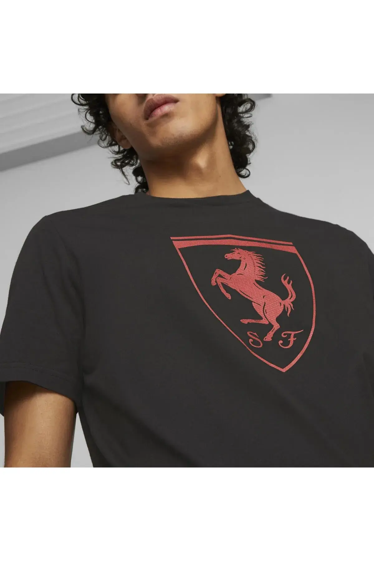 Puma Ferrari Race tonal Big Shield Tee Siyah Erkek T-Shirt
