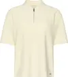 Calvin Klein SS TAILORED KNIT COLLAR ZIP TOP Kadın Krem Polo T-Shirt