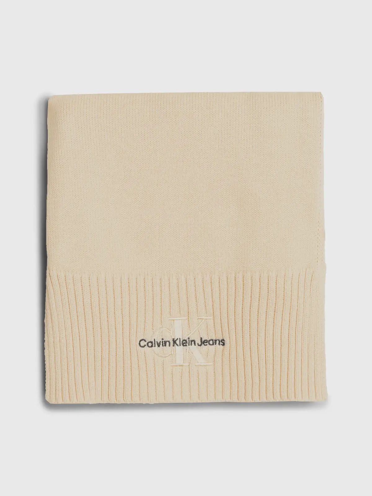 Calvin Klein MONOLOGO EMBRO KNIT Kadın Krem Atkı