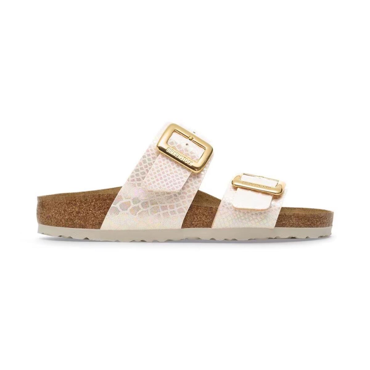 Birkenstock SYDNEY CUSHION BUCKLE BF SHINY SNAKE Pembe Kadın Çift Bantlı Terlik