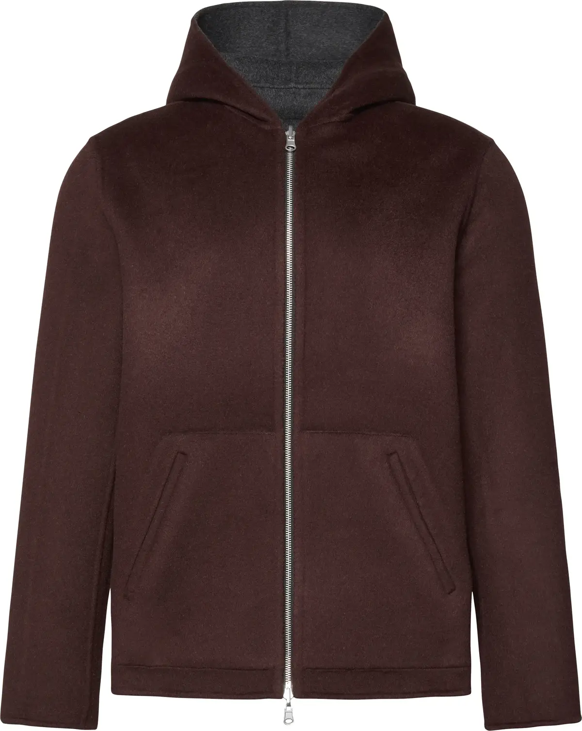 Calvin Klein LS DOUBLE FACE WOOL HOODED JKT Erkek Gri Fermuarlı Sweatshirt