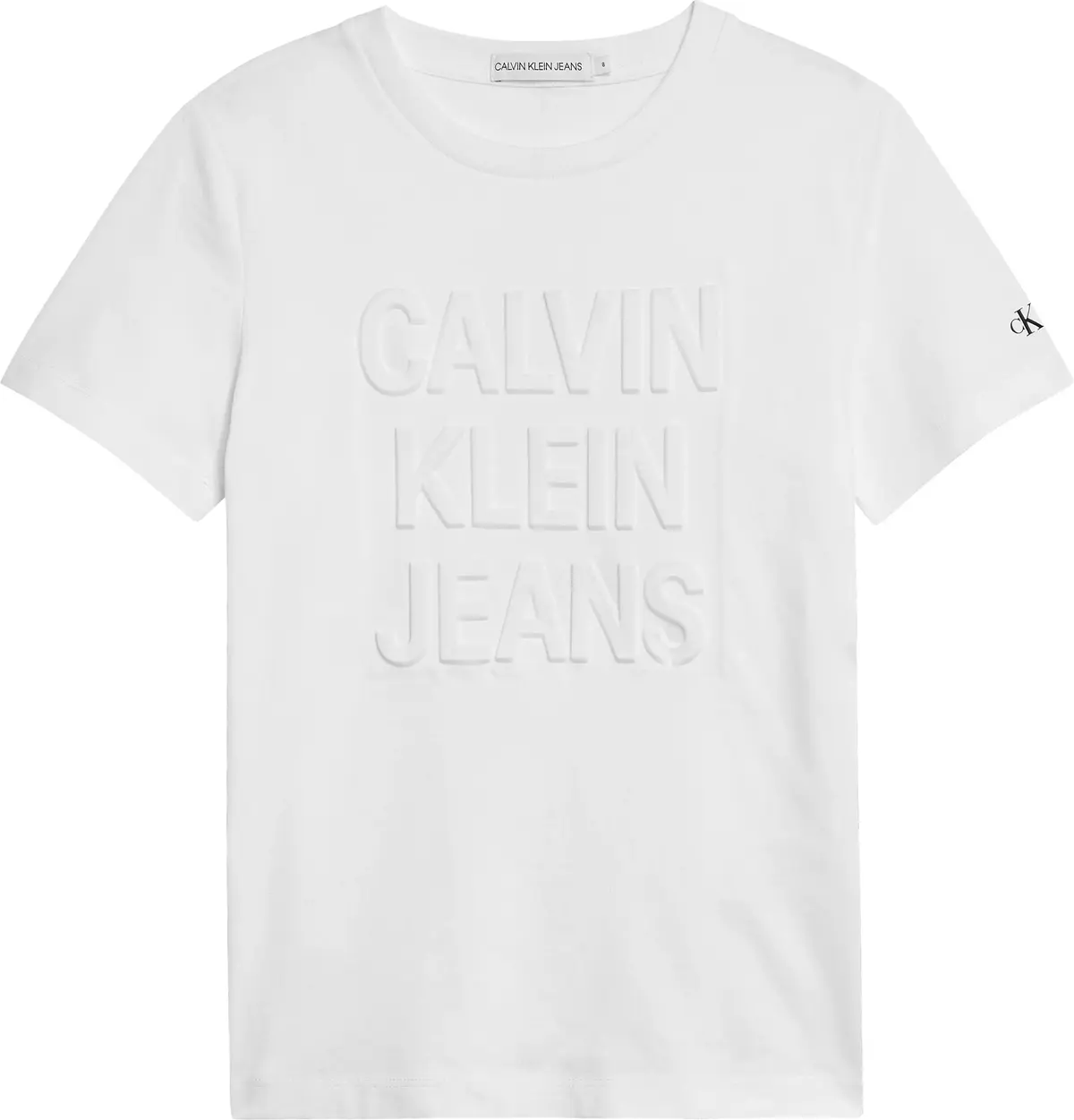 Calvin Klein TONAL DEBOSSED T-SHI Erkek Beyaz T-Shirt