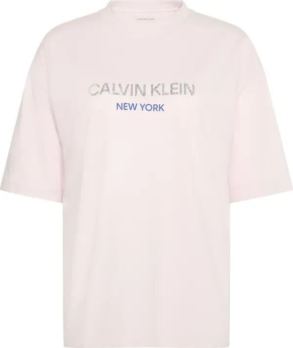 Calvin Klein SS RELAXED SEQUIN LOGO TEE Kadın Pembe T-Shirt