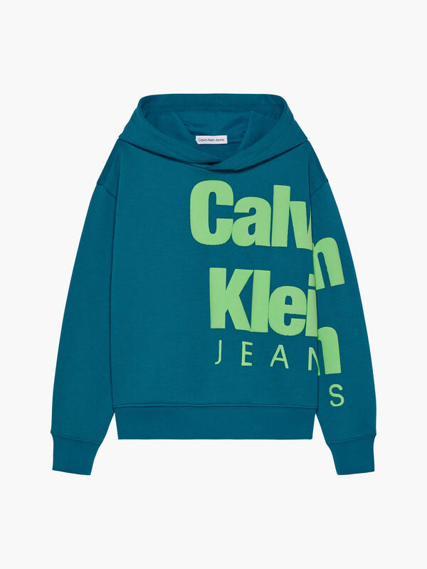 Calvin Klein BLOWN-UP LOGO FLEECE Erkek Yeşil Hoodie